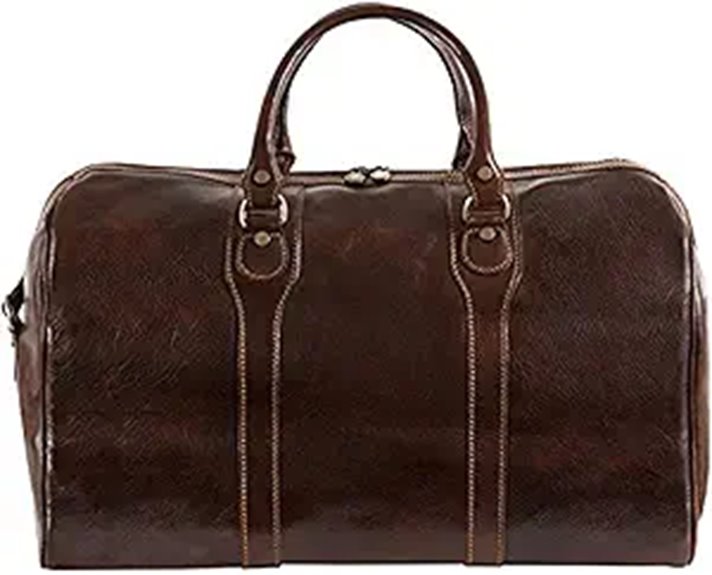 Italian Leather Duffel Bag Carry-on Size 20 Top Handle Travel Case