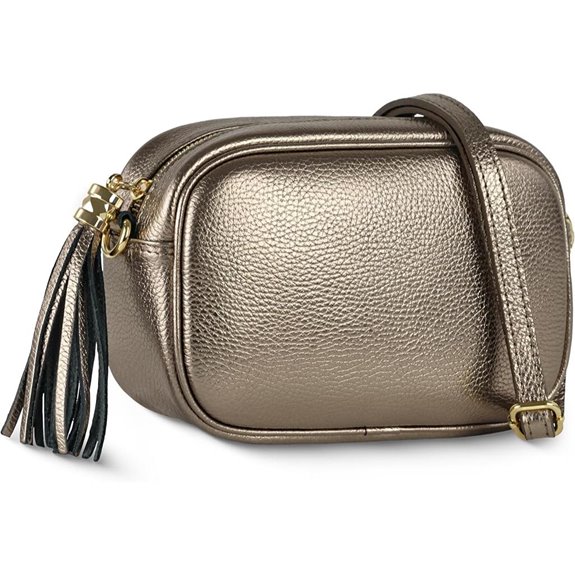 Italian Metallic Leather Crossbody Bag for Women