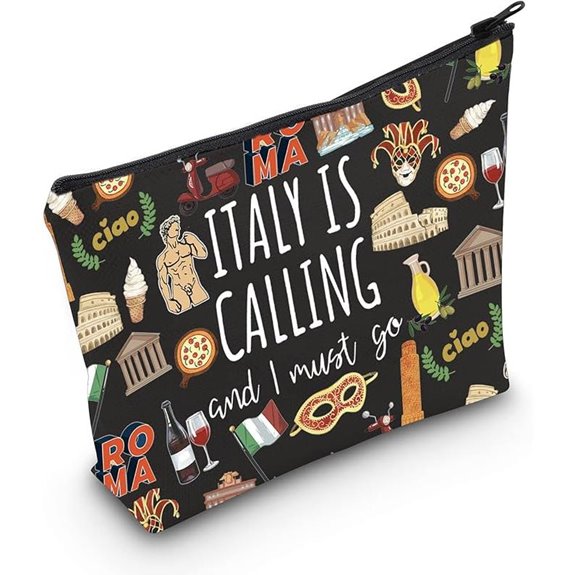 POFULL Italy Map Zipper Pouch Makeup Bag