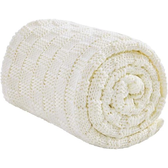 Knitted 12lb Weighted Blanket for Adults Ivory White