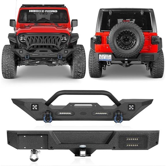 Hooke Road Front and Rear Bumper Set for Jeep Wrangler