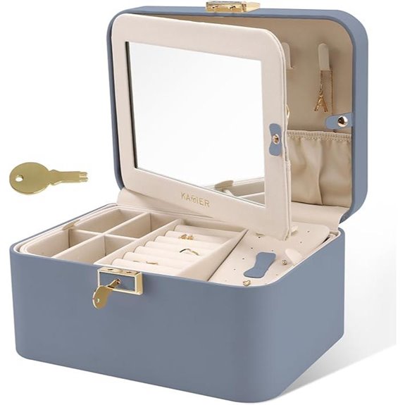 KAMIER Jewelry Organizer Box with Mirror and Locks
