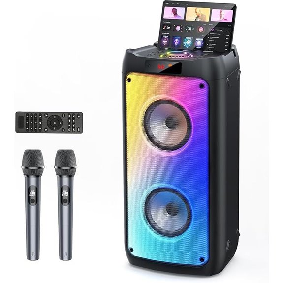 Karaoke Machine with Microphones and Disco Lights
