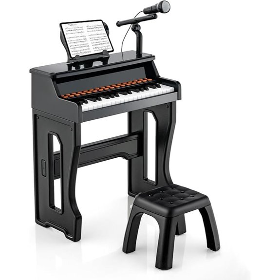 Kids 37-Key Electronic Piano with Microphone and Stool