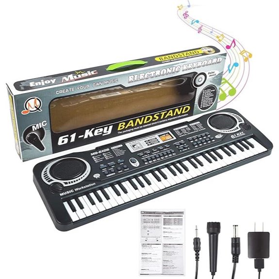 61-Key Digital Piano Keyboard with Microphone for Kids