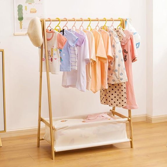 Kids Bamboo Clothing Rack with Storage Box