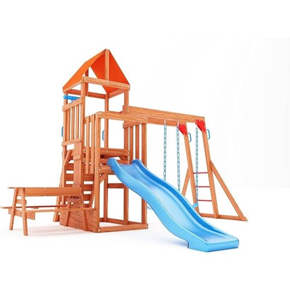 Dolphin Playground Cedar Wooden Swing Set for Kids