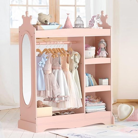 Curipeer Kids Closet with Mirror and Hooks