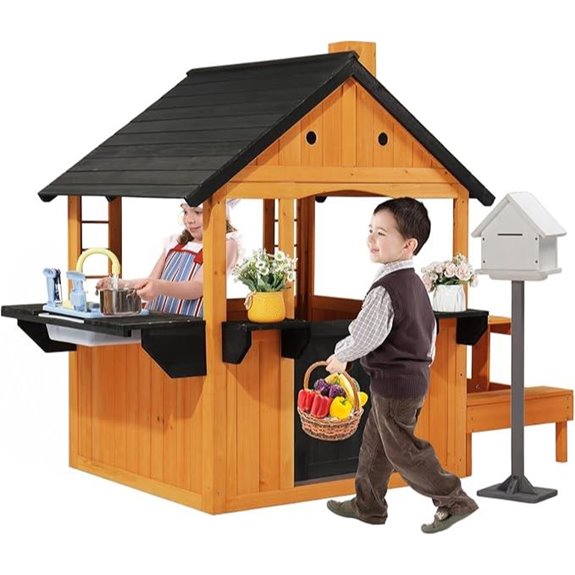 JOYMOR Kids Outdoor Playhouse with Sink and Accessories