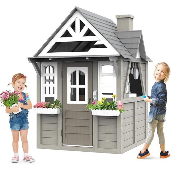 Seizeen Kids Outdoor Playhouse with Kitchen & Doorbell