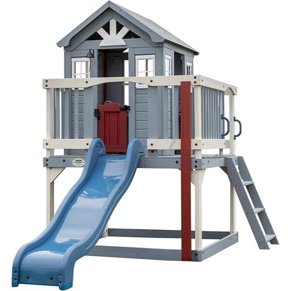Backyard Discovery Kids Playhouse with Slide and Deck