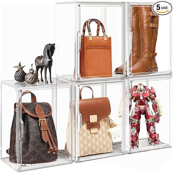5 Pcs Large Acrylic Storage Cases for Bags and More
