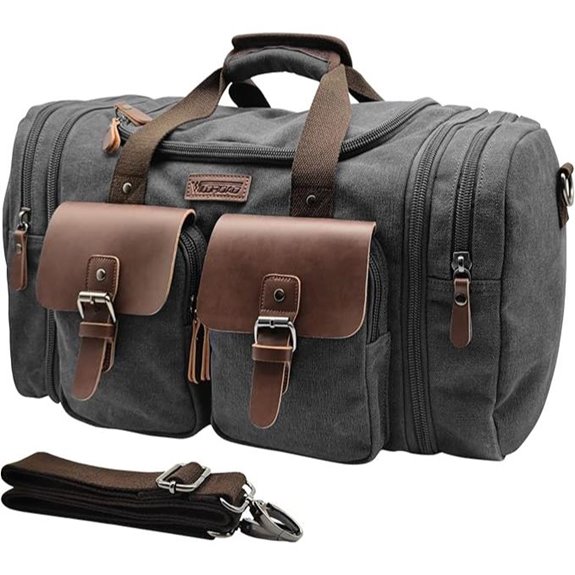 Wildroad 60L Canvas Leather Travel Duffel Bag