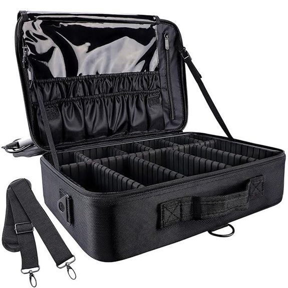 gzcz Large Capacity Travel Makeup Organizer with Shoulder Strap