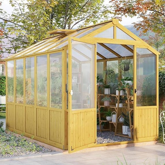 Jocisland 6x8x6.5 Ft Cedar Greenhouse with Vents