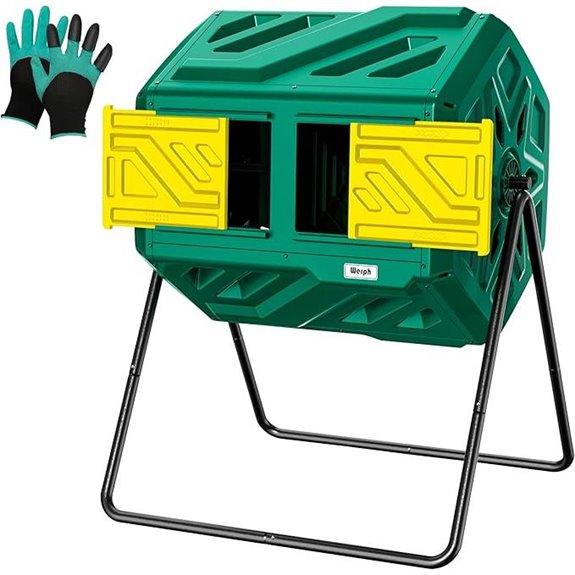 43 Gallon Dual Chamber Compost Bin with Gloves
