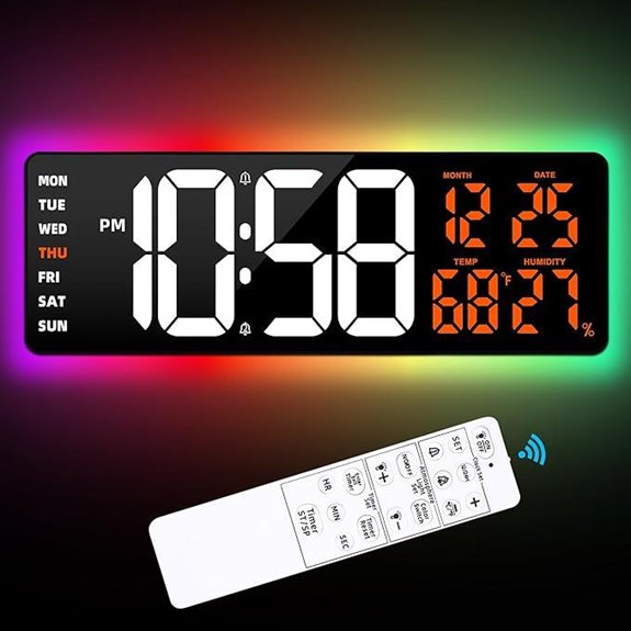 Large Digital Wall Clock with Lights and Timer