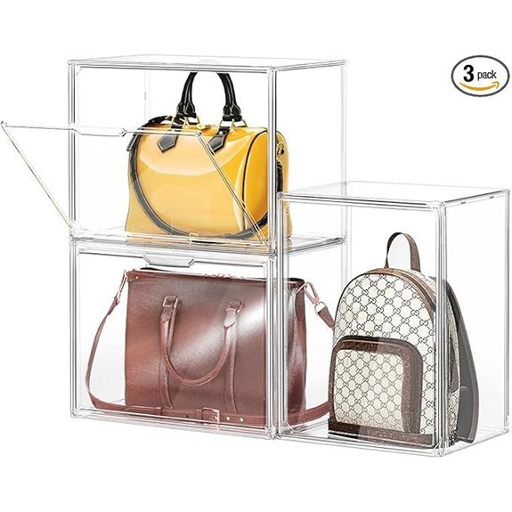 Extra Large 3-Pack Plastic Handbag Display Cases