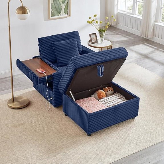 KEIKI Oversized Chaise Lounge with Storage Ottoman