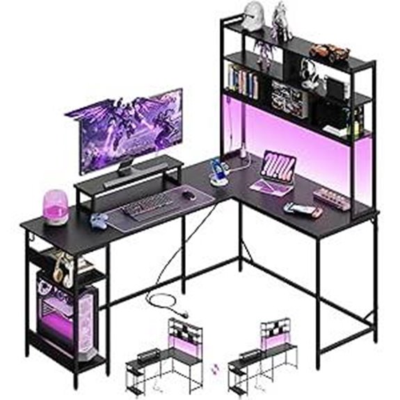 DEVAISE 66-Inch L-Shaped Gaming Desk with Storage