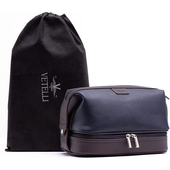 Vetell Large Leather Men's Travel Toiletry Bag