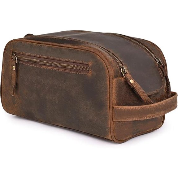 King-Size Leather Travel Toiletry Pouch with Waterproof Lining