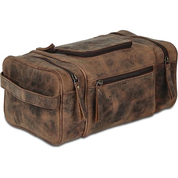 KomalC Extra-Large Leather Travel Dopp Kit