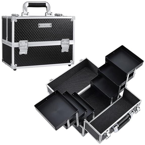 FRENESSA Large Makeup Train Case with Locking Trays