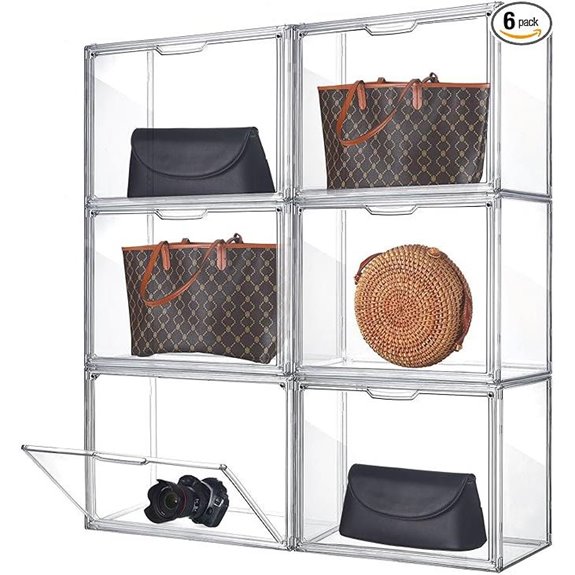 Bucherry 6-Pack Large Acrylic Display Cases with Magnetic Doors