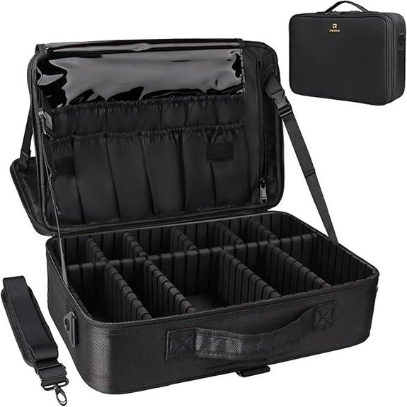 Relavel Large Makeup Train Case with Adjustable Strap