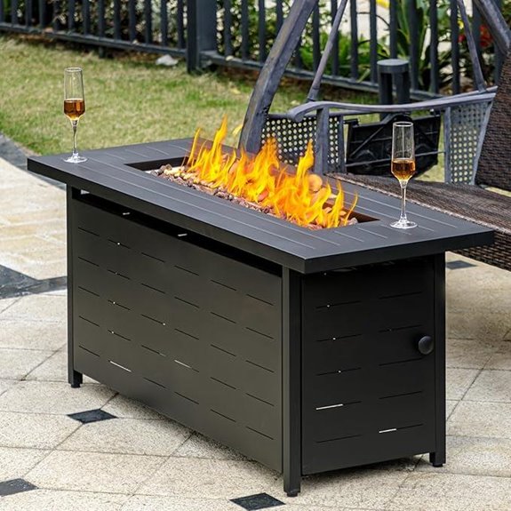 45 Inch Propane Fire Pit Table with Lid