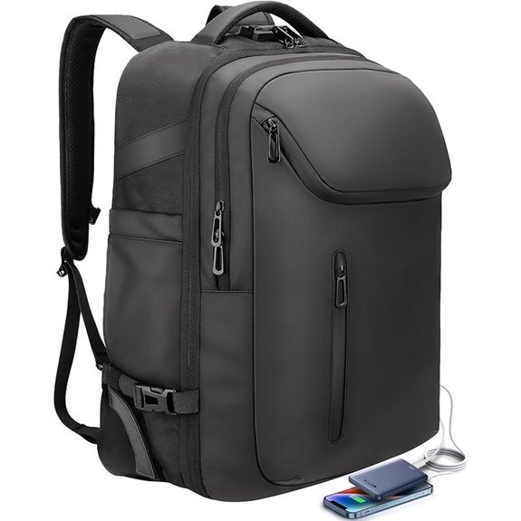 Large Rolling Backpack with USB Port and TSA Lock