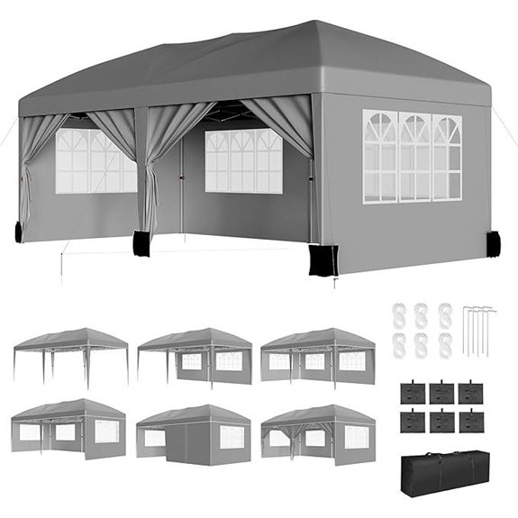 10X20FT Pop Up Wedding Party Tent with Sidewalls