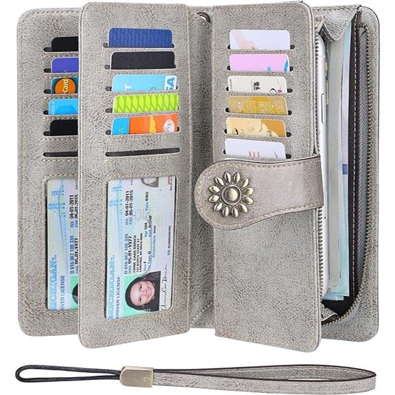 Lavemi Women's Leather RFID Wallet Wristlet Clutch