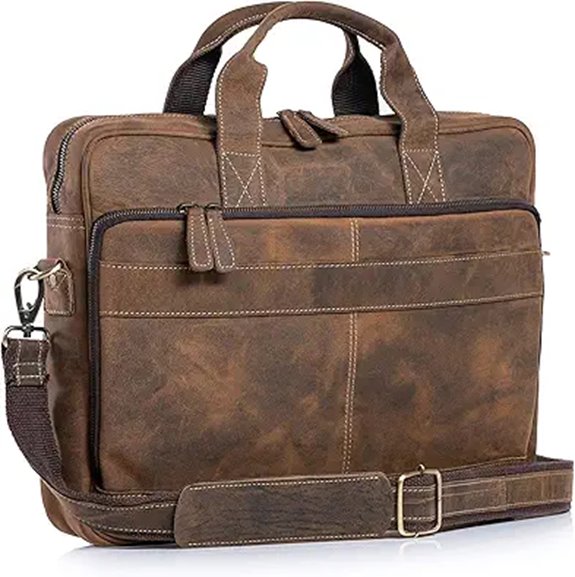 KomalC 16-Inch Leather Laptop Messenger Bag