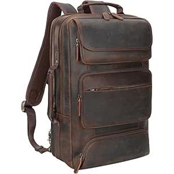 TIDING Leather 17.3 Convertible Laptop Backpack
