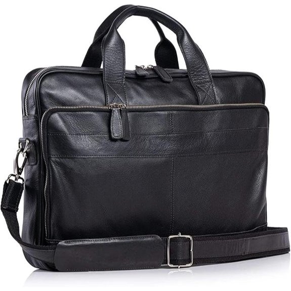 Leather 18-Inch Laptop Messenger Briefcase Bag