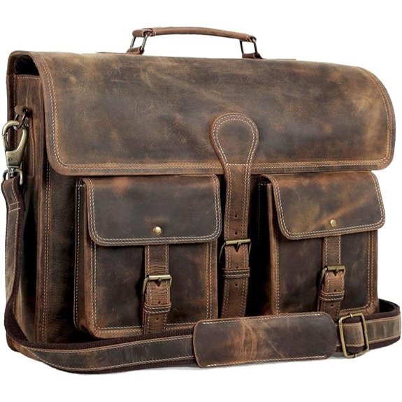 Leather 18-Inch Laptop Messenger Bag for Men Women