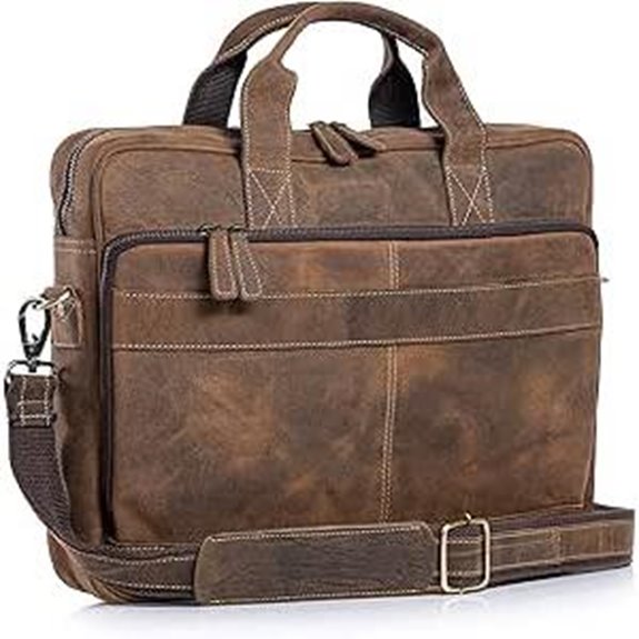 Leather 18-Inch Laptop Messenger Bag for Men & Women