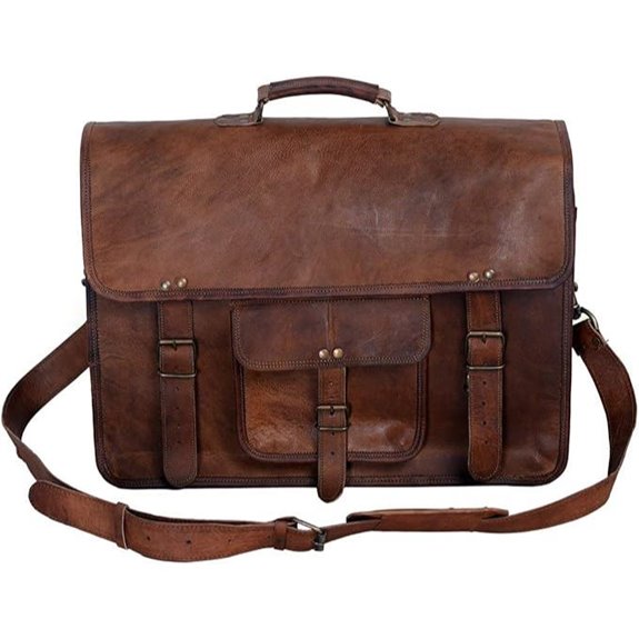 Leather 18-Inch Laptop Briefcase for Men and Women