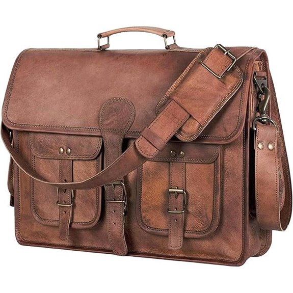 Leather Messenger Bag for Men & Women 18-Inch Briefcase