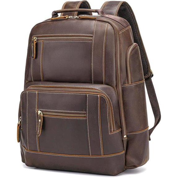 LANNSYNE Leather Backpack for 17 Laptop Casual
