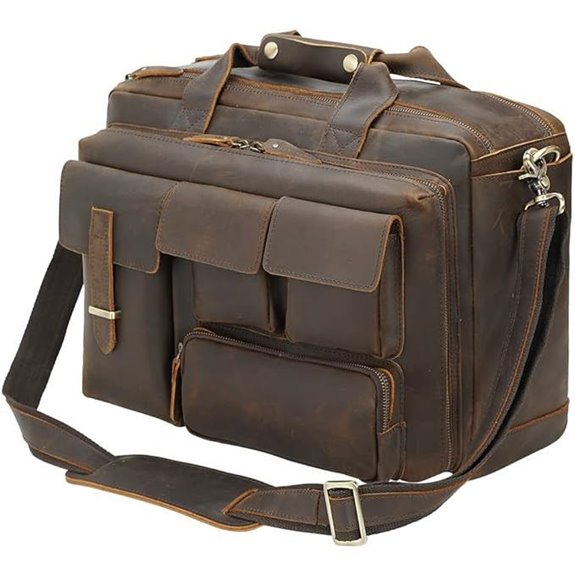 TIDING Leather Briefcase for 17-Inch Laptop