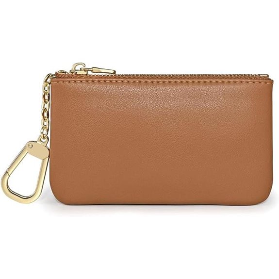 Genuine Leather Mini Coin Pouch Keychain for Men Women