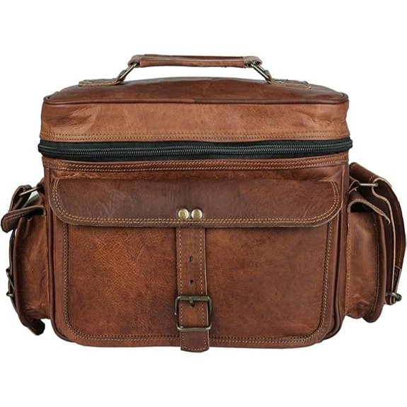 Leather Camera Messenger Bag for DSLR and Travel