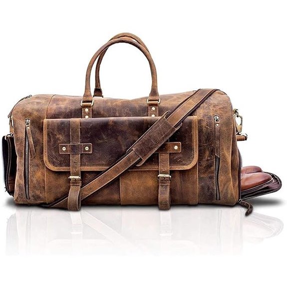 Leather Travel Duffel Bag for Men and Women