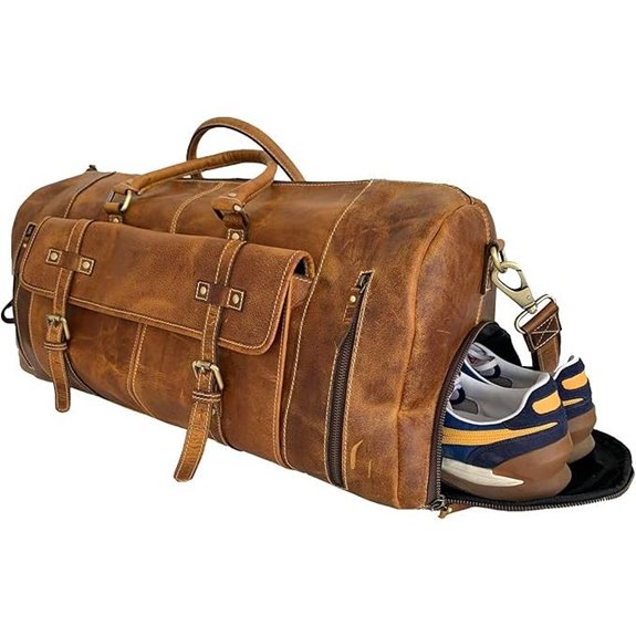 KomalC Leather Duffle Bag for Men and Women