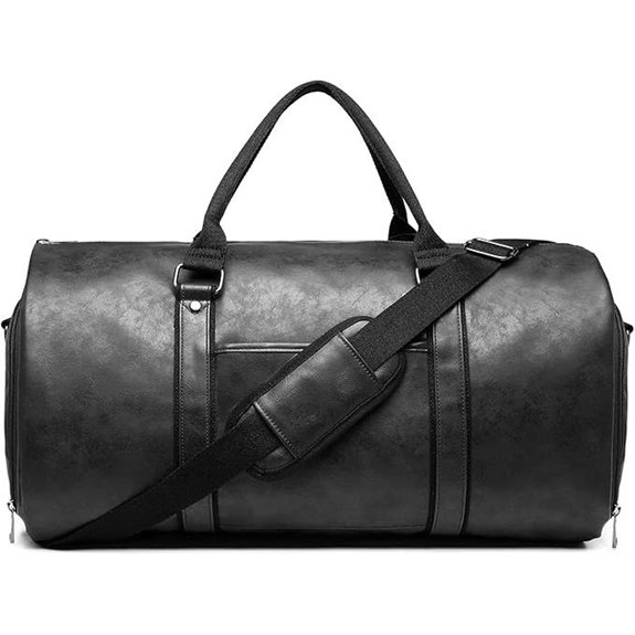 Carry-On Leather Garment Bag with Shoe Compartment