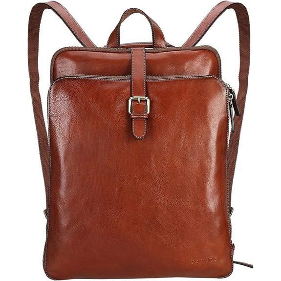 Banuce Leather Convertible Laptop Backpack with Luggage Strap
