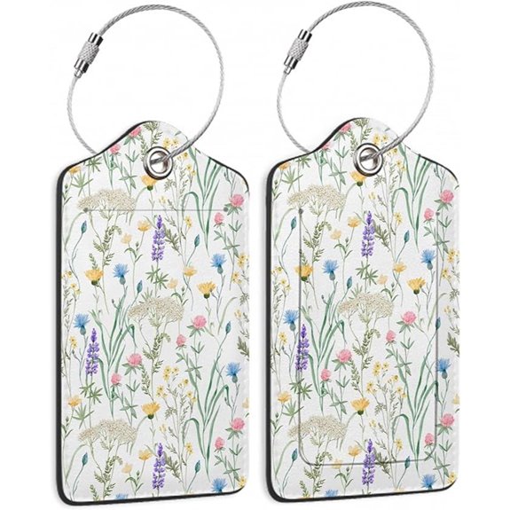 2 Pack Leather Luggage Tags with Steel Loops